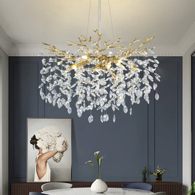 Michelli Modern Crystal Tree Branch Chandelier for Living Rooms