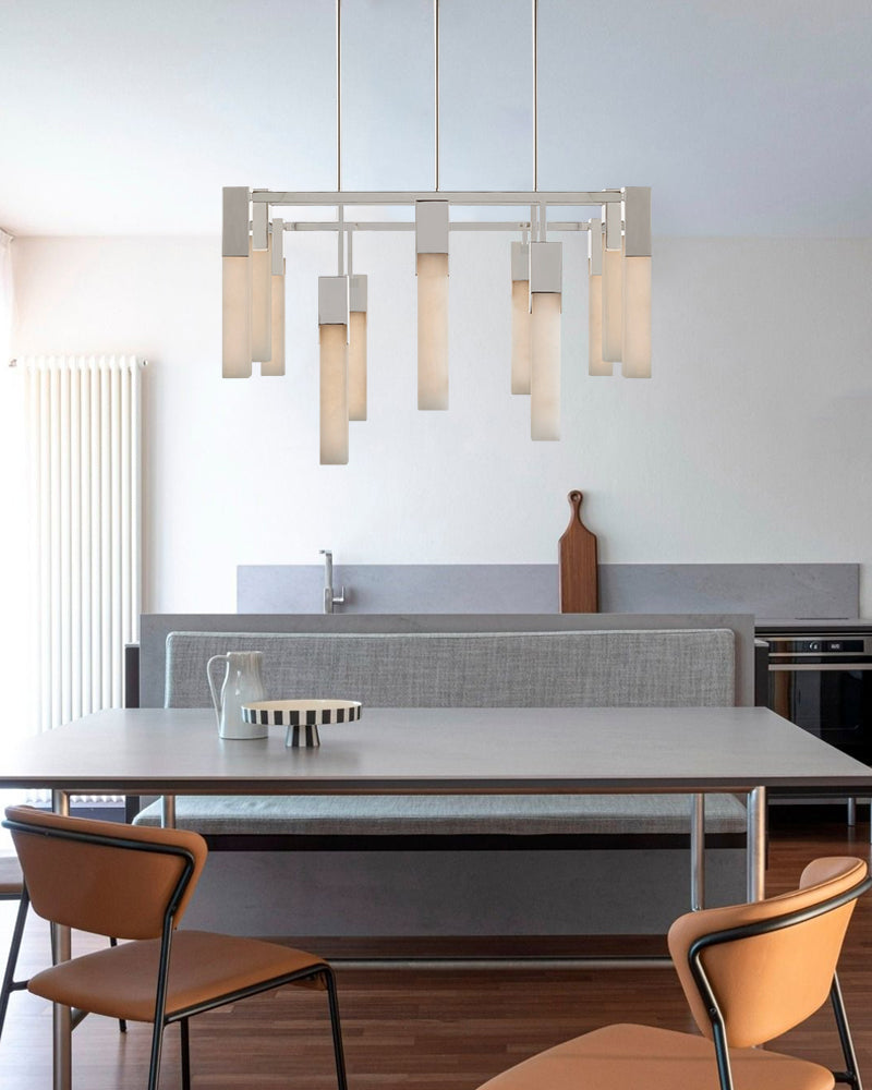 8 Lights Organic Elegance Linear Convet Alabaster Chandelier