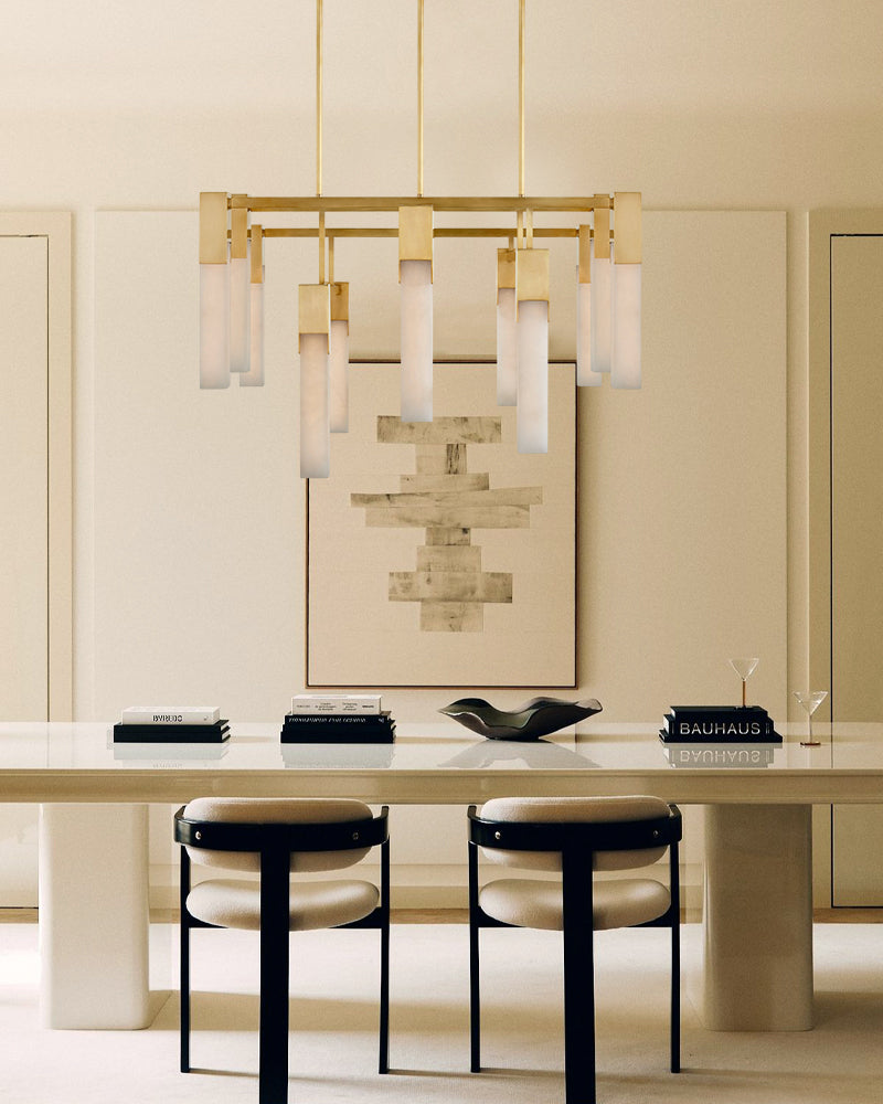 8 Lights Organic Elegance Linear Convet Alabaster Chandelier