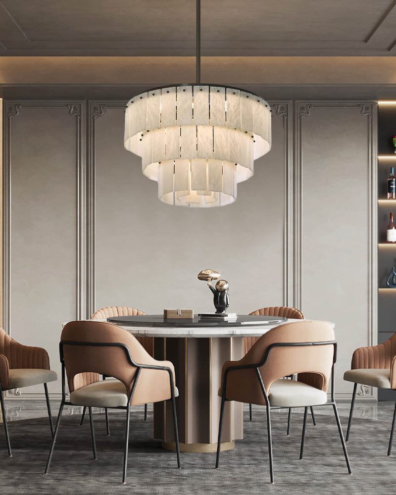 Stairwell Luxury Modern LED High Ceiling Large Alabaster Chandelier