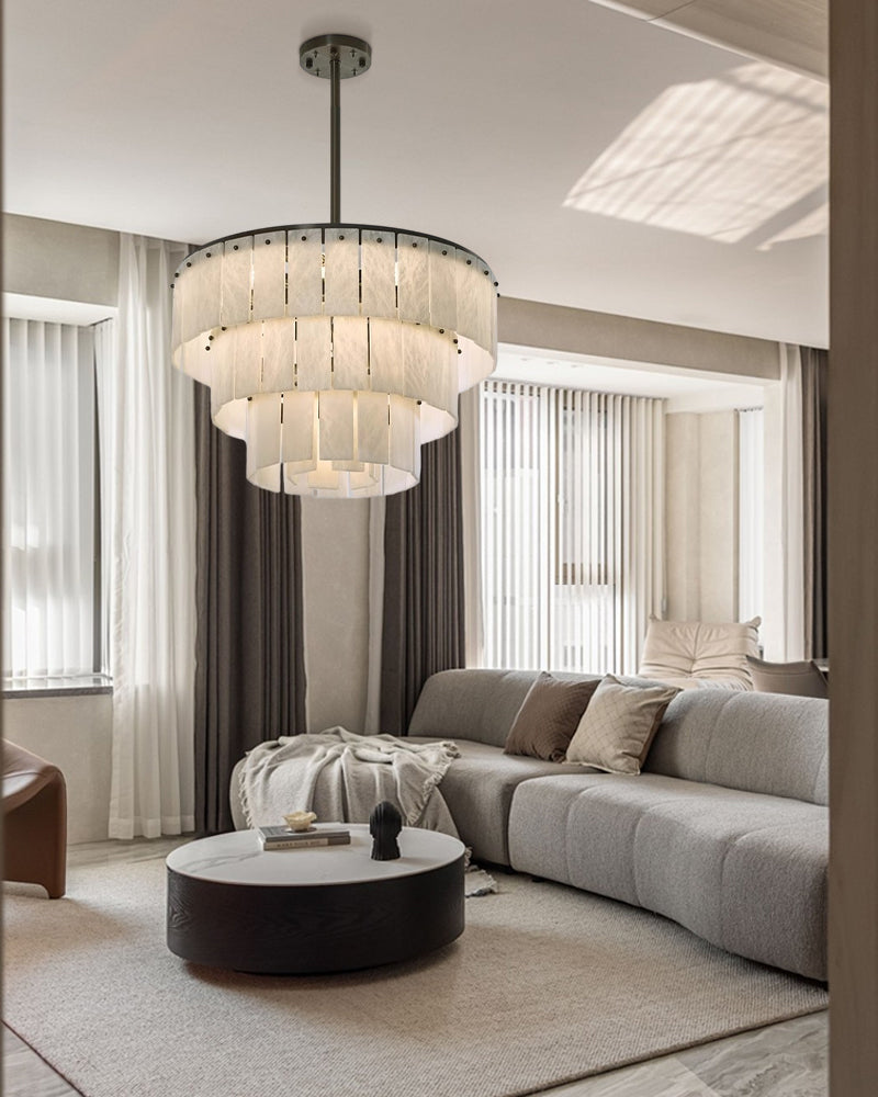 Stairwell Luxury Modern LED High Ceiling Large Alabaster Chandelier