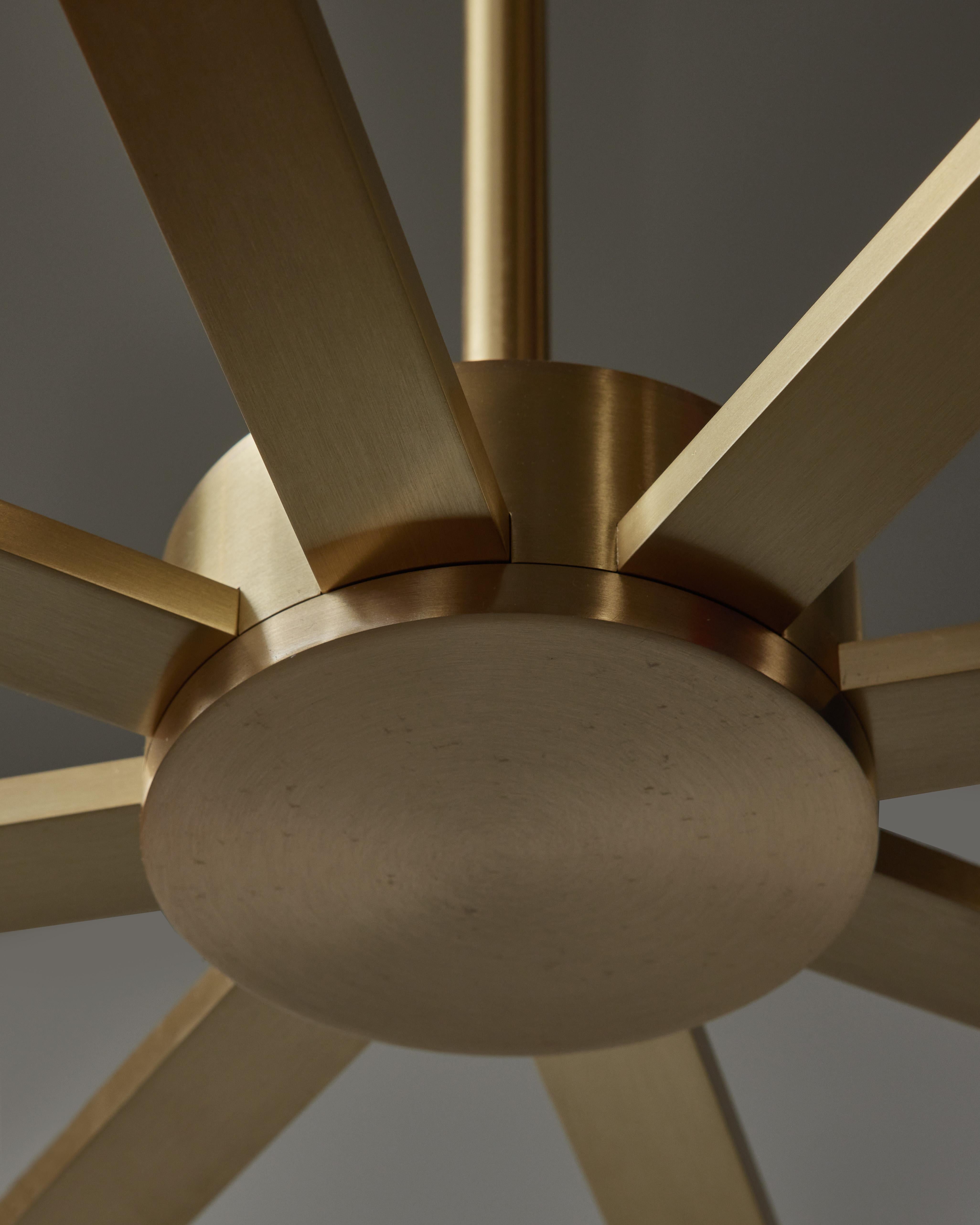 Brass and Alabaster Shield Chandelier