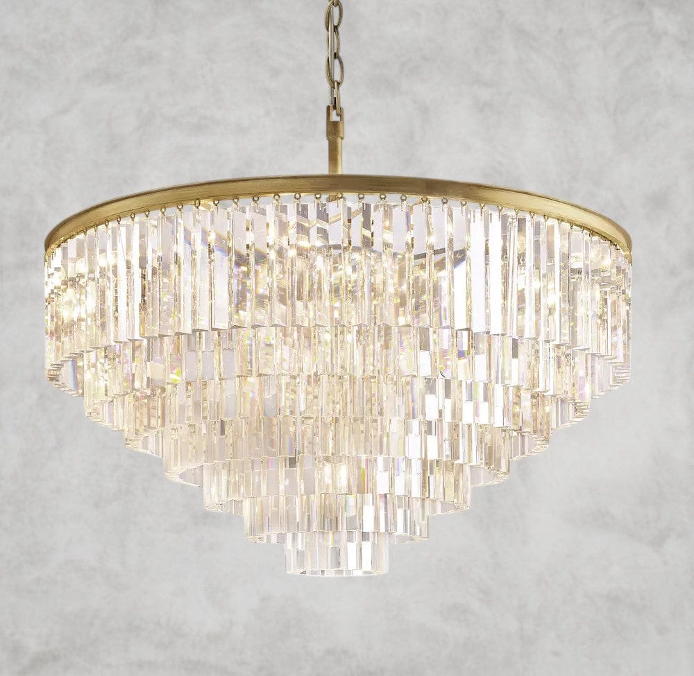 44" / Brass 1920s Odeon Round Chandelier 20", 32", 44"