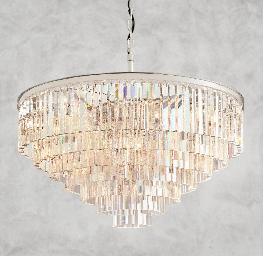 44" / Nickel 1920s Odeon Round Chandelier 20", 32", 44"
