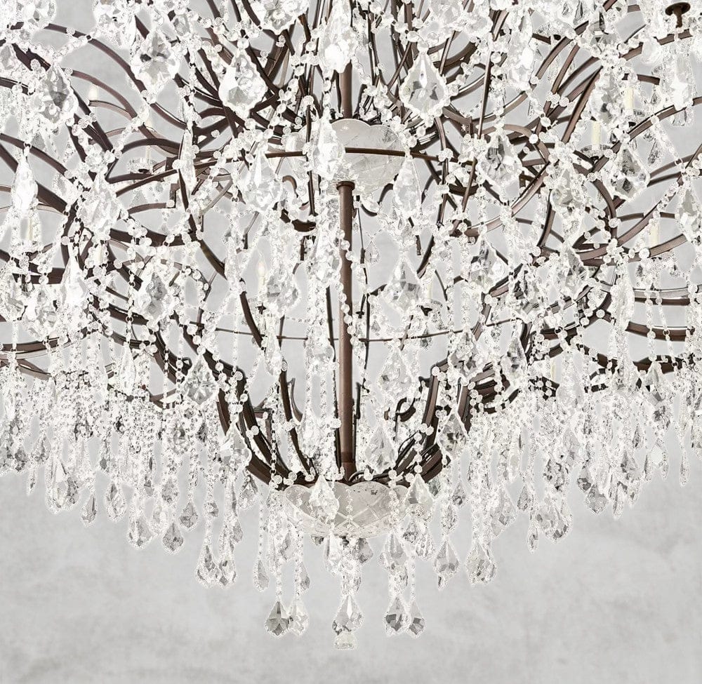 19th C. Rococo Iron & Crystal Round Chandelier 18