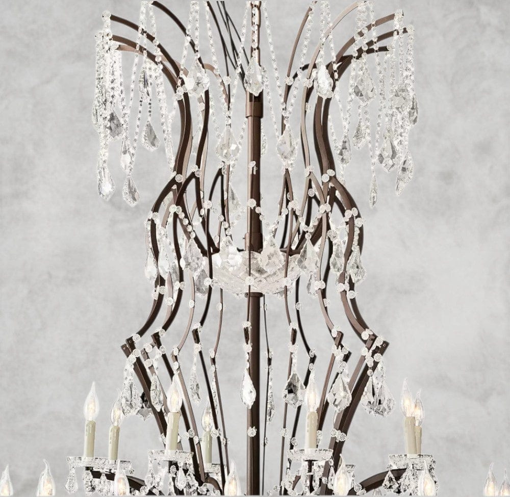 19th C. Rococo Iron & Crystal Round Chandelier 18