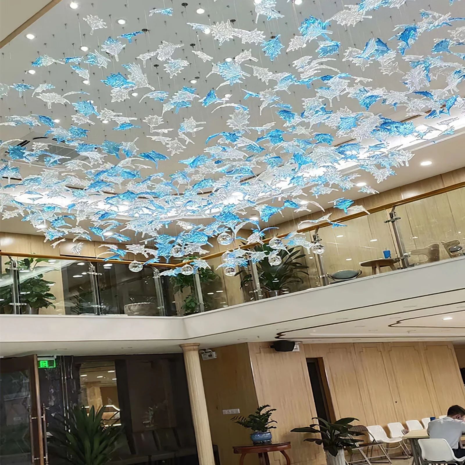 Multicolor Maple Leaf Art Glass Chandelier