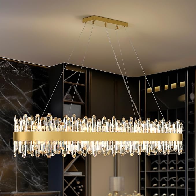 MDEGLYO Modern Crystal Linear Chandelier