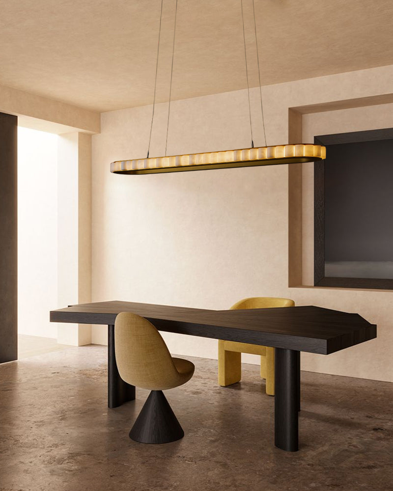 Ring Alabaster Oval Chandelier for Kitchen Island