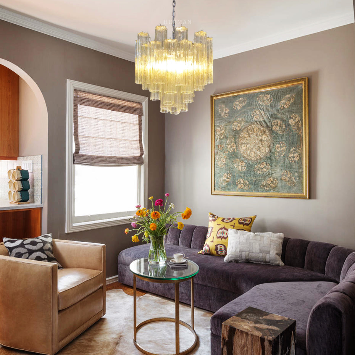 Murano Chandelier – 36 tubes – Yellow