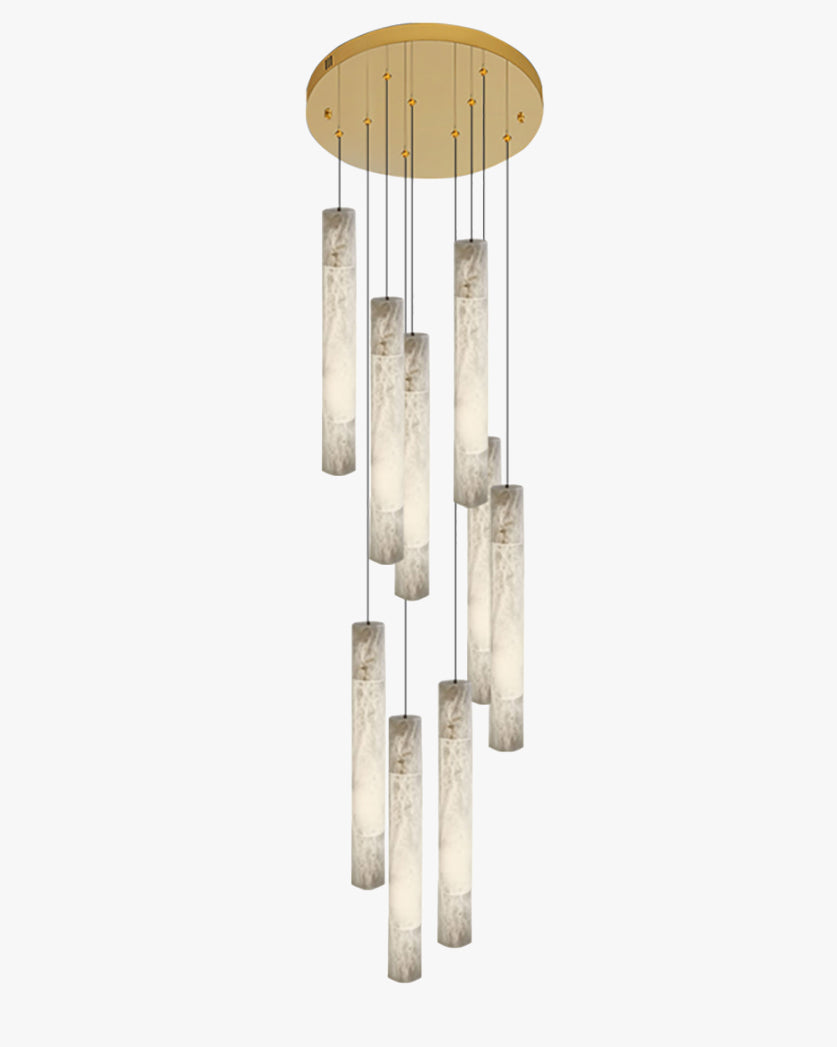 Alabaster Tube Staircase Chandelier