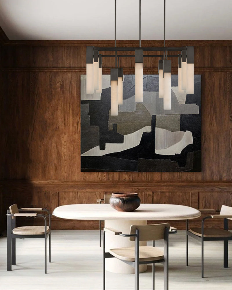 8 Lights Organic Elegance Linear Convet Alabaster Chandelier