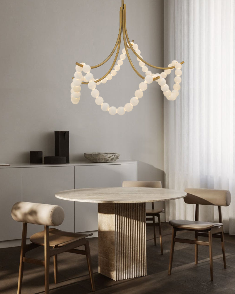 Cluster String Alabaster Beads Semi Flush Chandelier