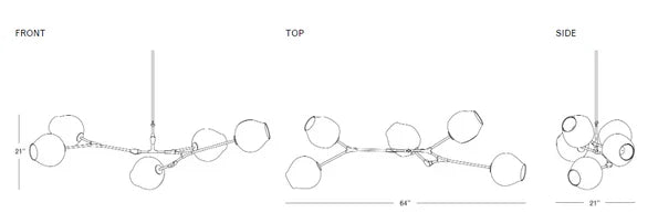 Modern Sputnik Smoky Gray/Amber Glass Branch Chandelier for Kitchen Island/Dining Room