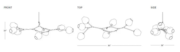 Modern Sputnik Smoky Gray/Amber Glass Branch Chandelier for Kitchen Island/Dining Room