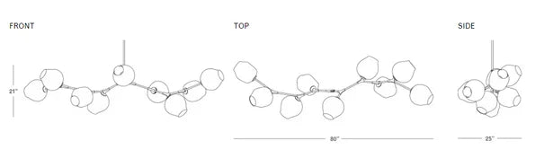 Modern Sputnik Smoky Gray/Amber Glass Branch Chandelier for Kitchen Island/Dining Room