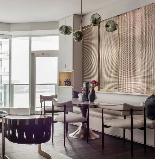 Modern Sputnik Smoky Gray/Amber Glass Branch Chandelier for Kitchen Island/Dining Room