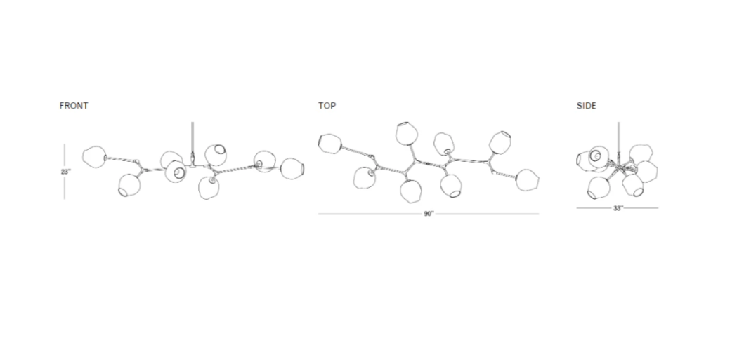 Modern Sputnik Smoky Gray/Amber Glass Branch Chandelier for Kitchen Island/Dining Room