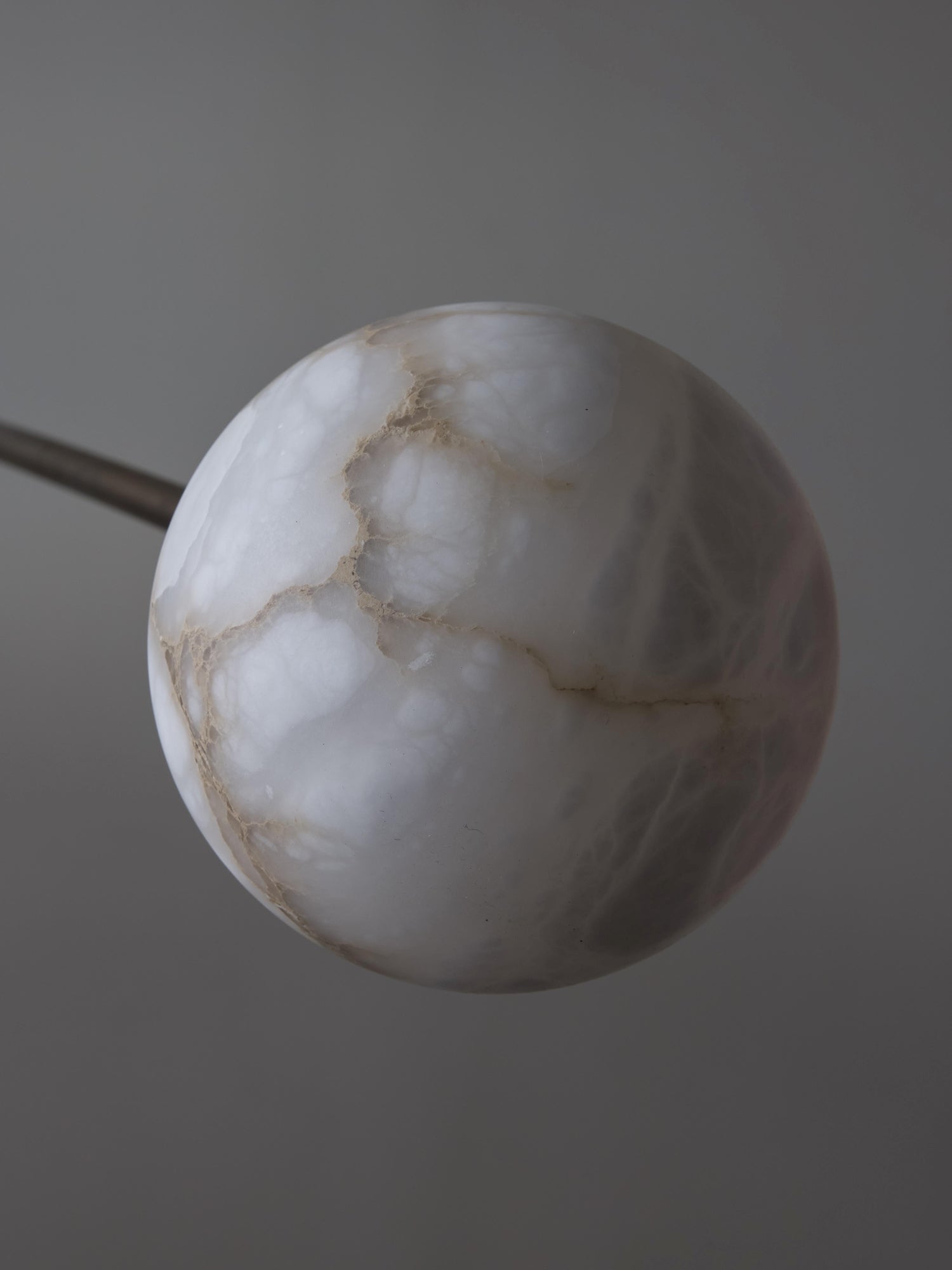 Brass and Alabaster Globes Asymmetrical Line Chandelier