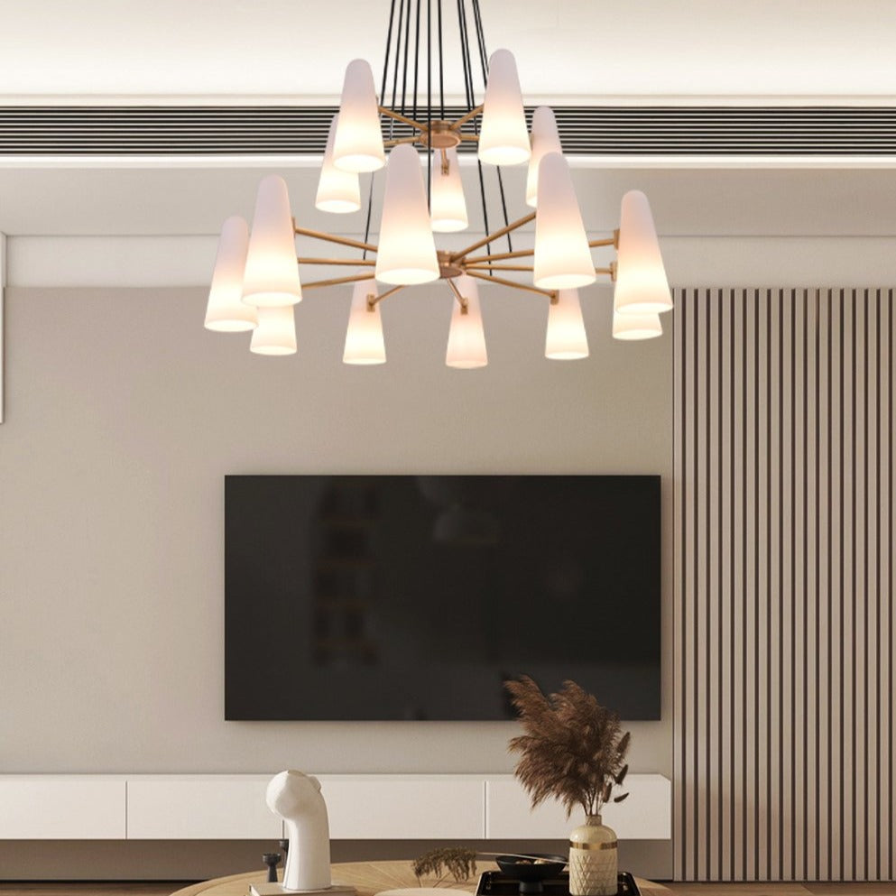 White Ceramics 2-Tier Round Chandelier 44