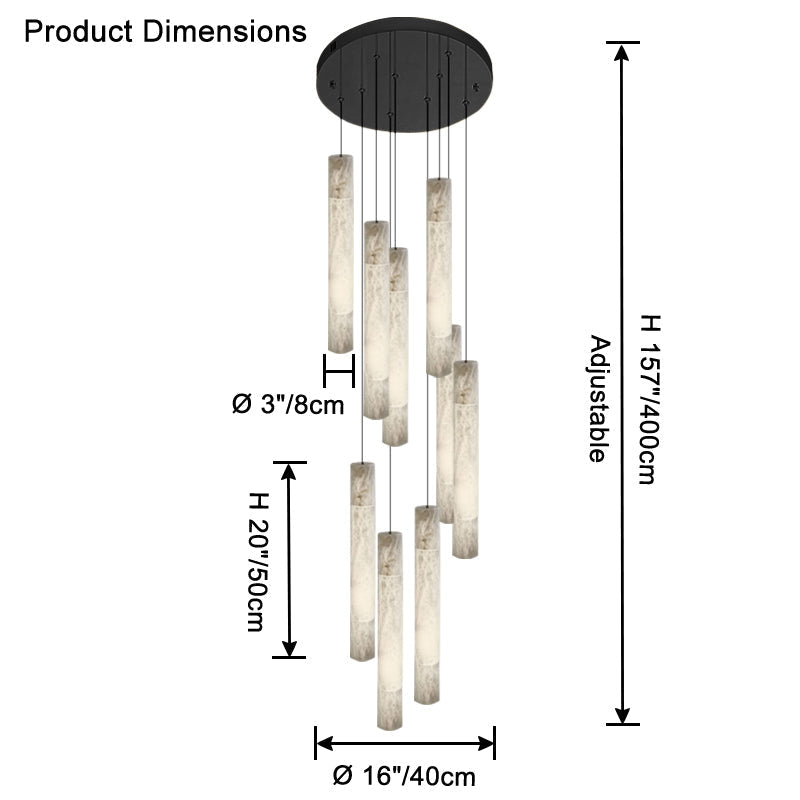 Alabaster Tube Staircase Chandelier