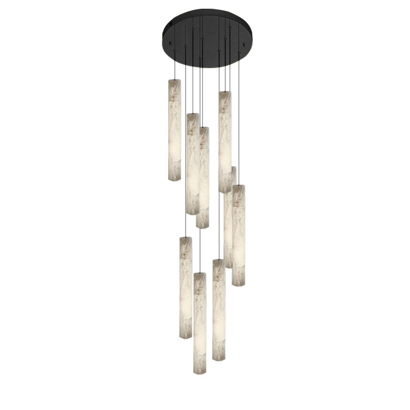 Alabaster Tube Staircase Chandelier