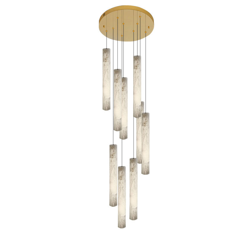 Alabaster Tube Staircase Chandelier