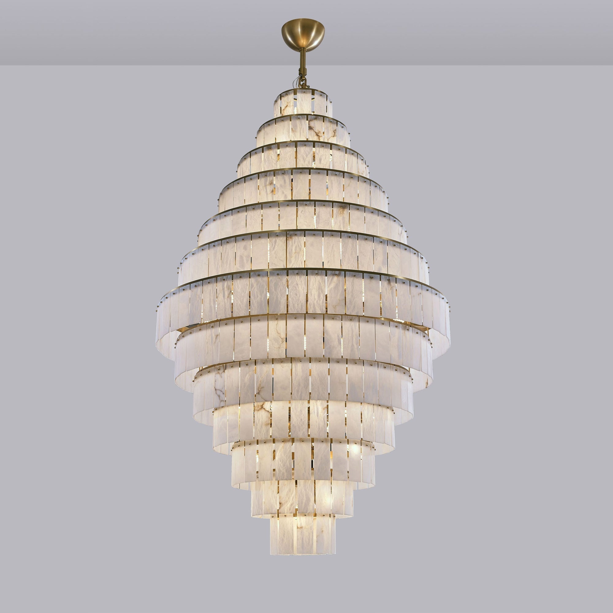 Giant Tiered Alabaster Foyer Chandelier