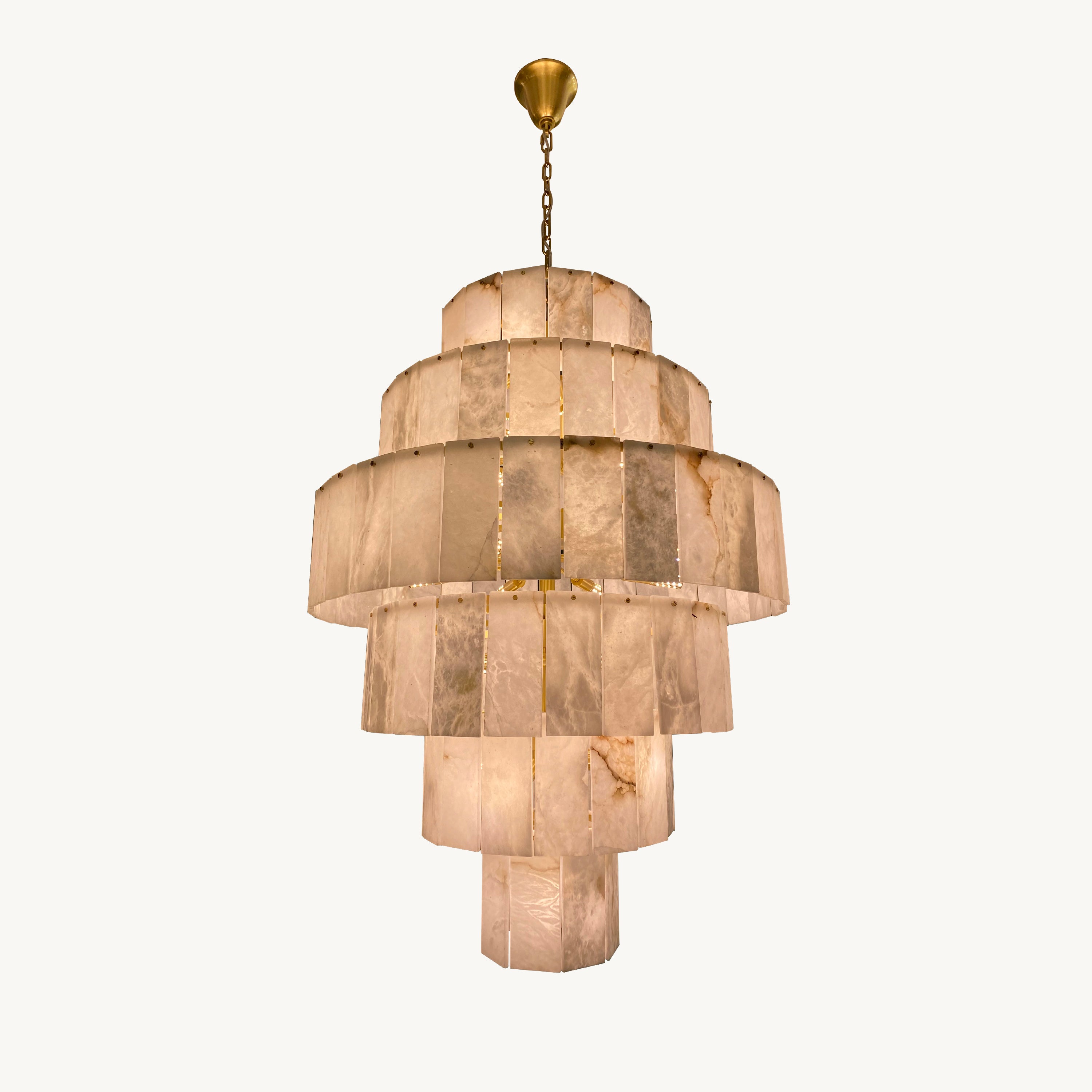 Giant Tiered Alabaster Foyer Chandelier
