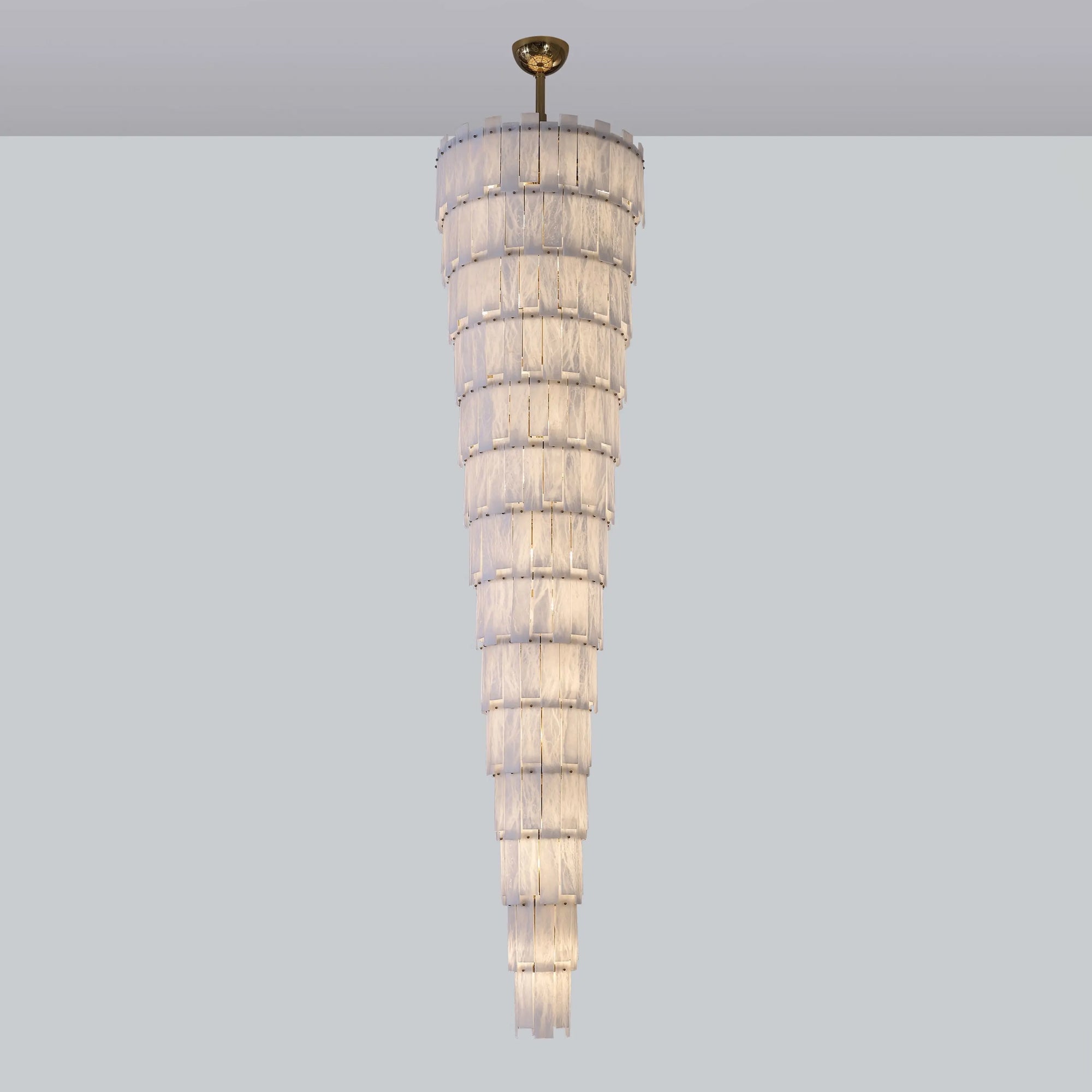 Long Cascading Alabaster Staircase Chandelier