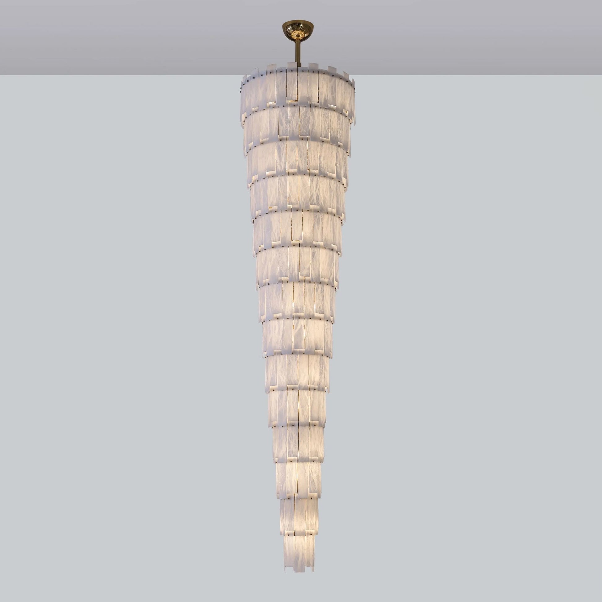 Long Cascading Alabaster Staircase Chandelier