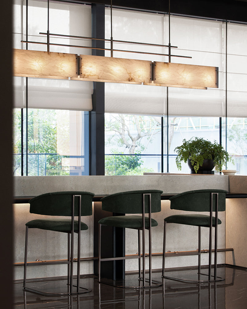 Vintage Alabaster & Gold Long Chandelier 48“60”71