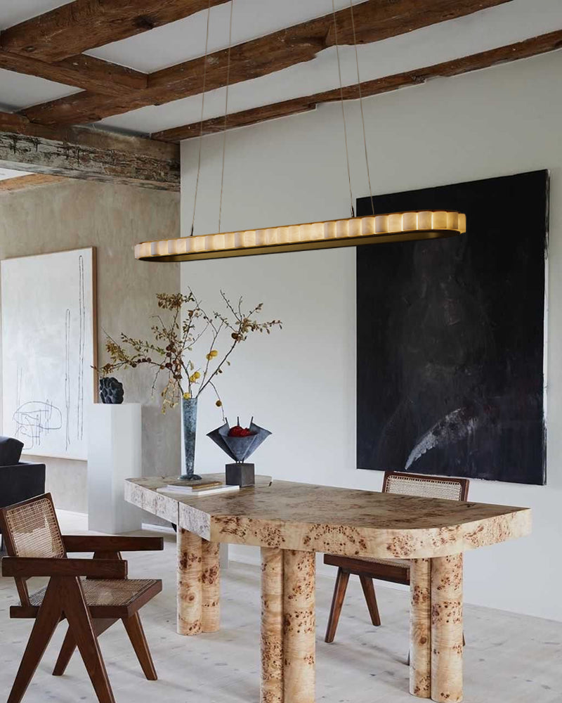 Ring Alabaster Oval Chandelier for Kitchen Island