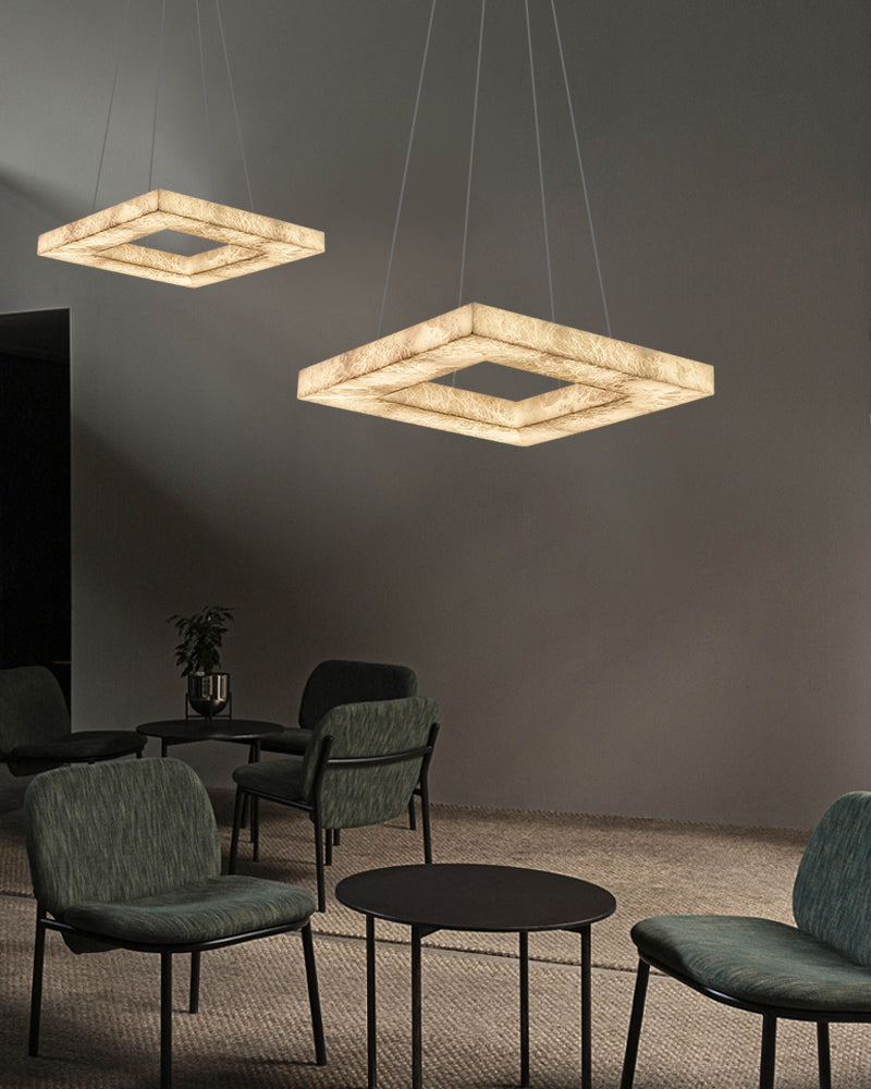 Square/Rectangle Large Alabaster Chandelier, 20