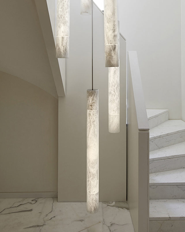 Alabaster Tube Staircase Chandelier