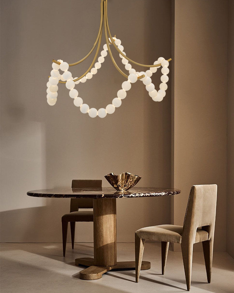 Cluster String Alabaster Beads Semi Flush Chandelier