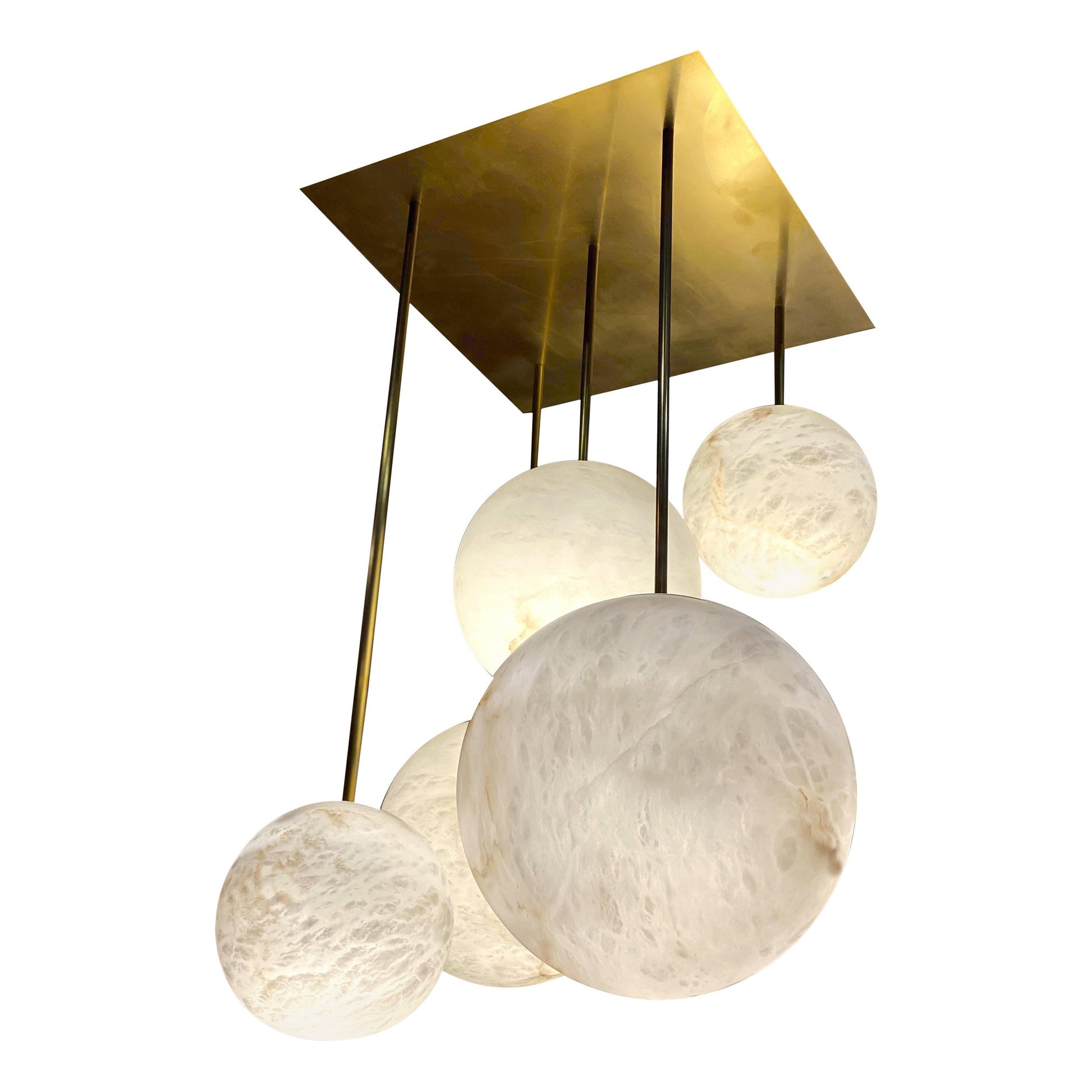 Galaxy Contemporary Italian Alabaster Marble Globe Chandelier