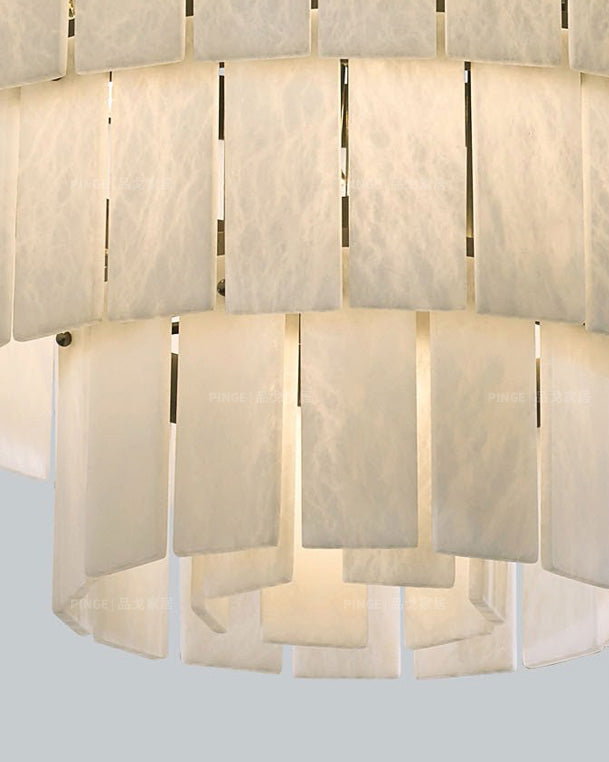 Long Cascading Alabaster Staircase Chandelier