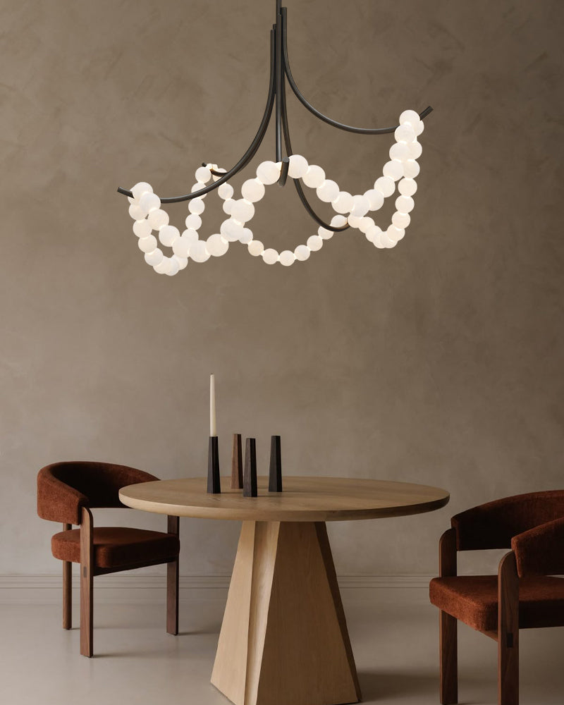 Cluster String Alabaster Beads Semi Flush Chandelier
