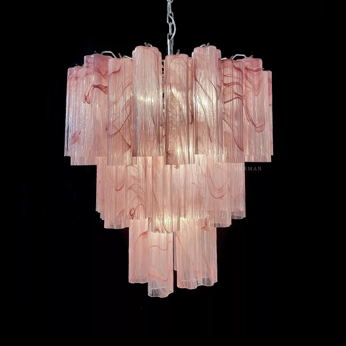 Murano Chandelier – 48 tubes – Alabaster Pink