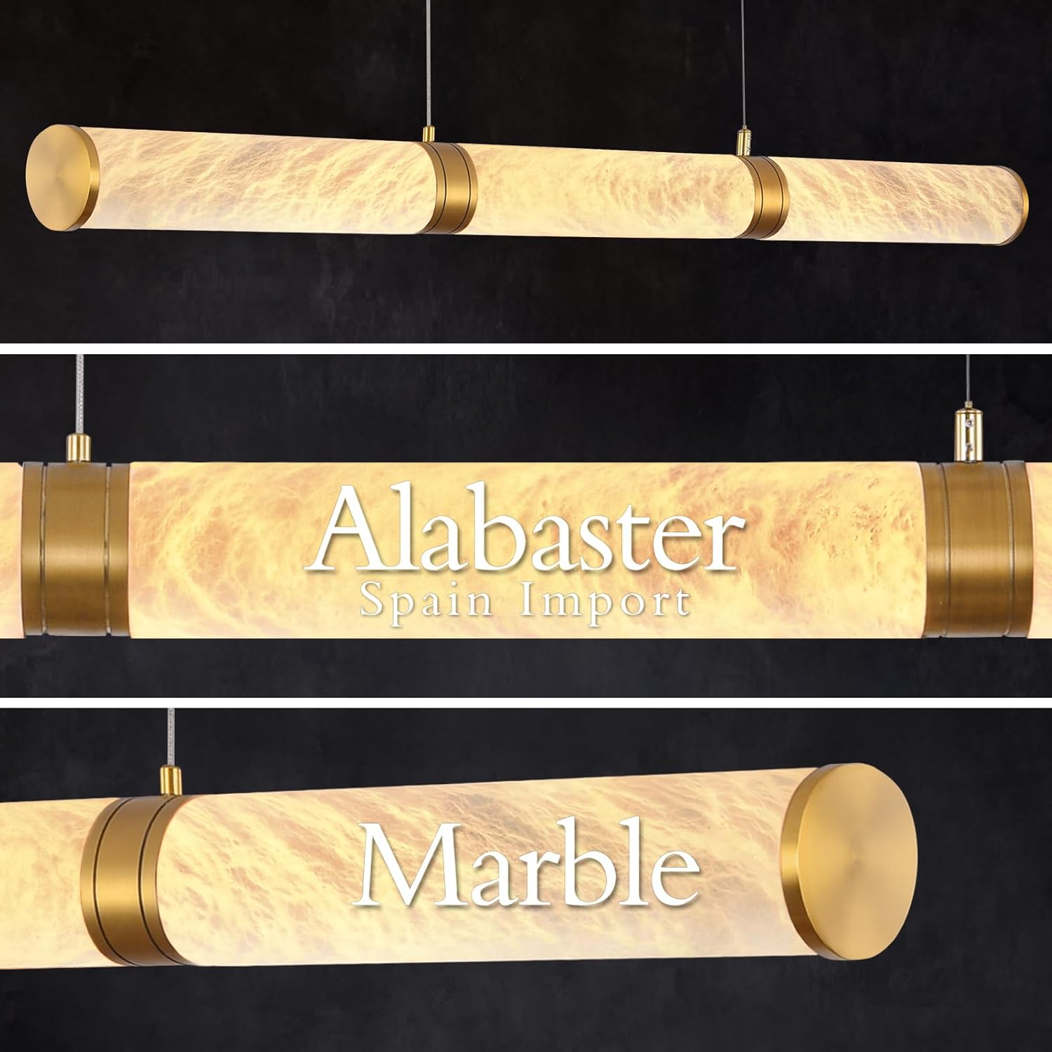 Cylinder Alabaster Chandelier-Gold
