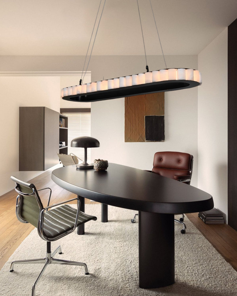 Ring Alabaster Oval Chandelier for Kitchen Island