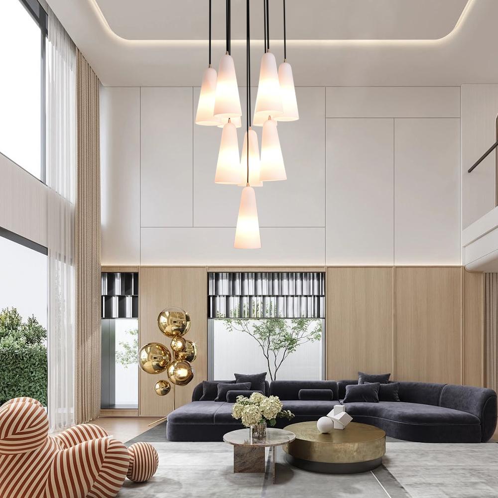 White Ceramics Round Chandelier 18"，10-lights