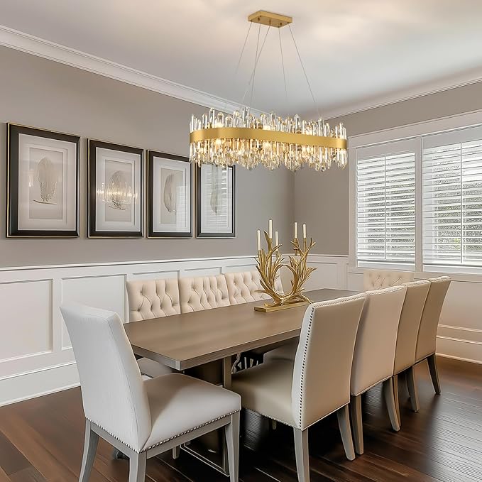 MDEGLYO Modern Crystal Linear Chandelier