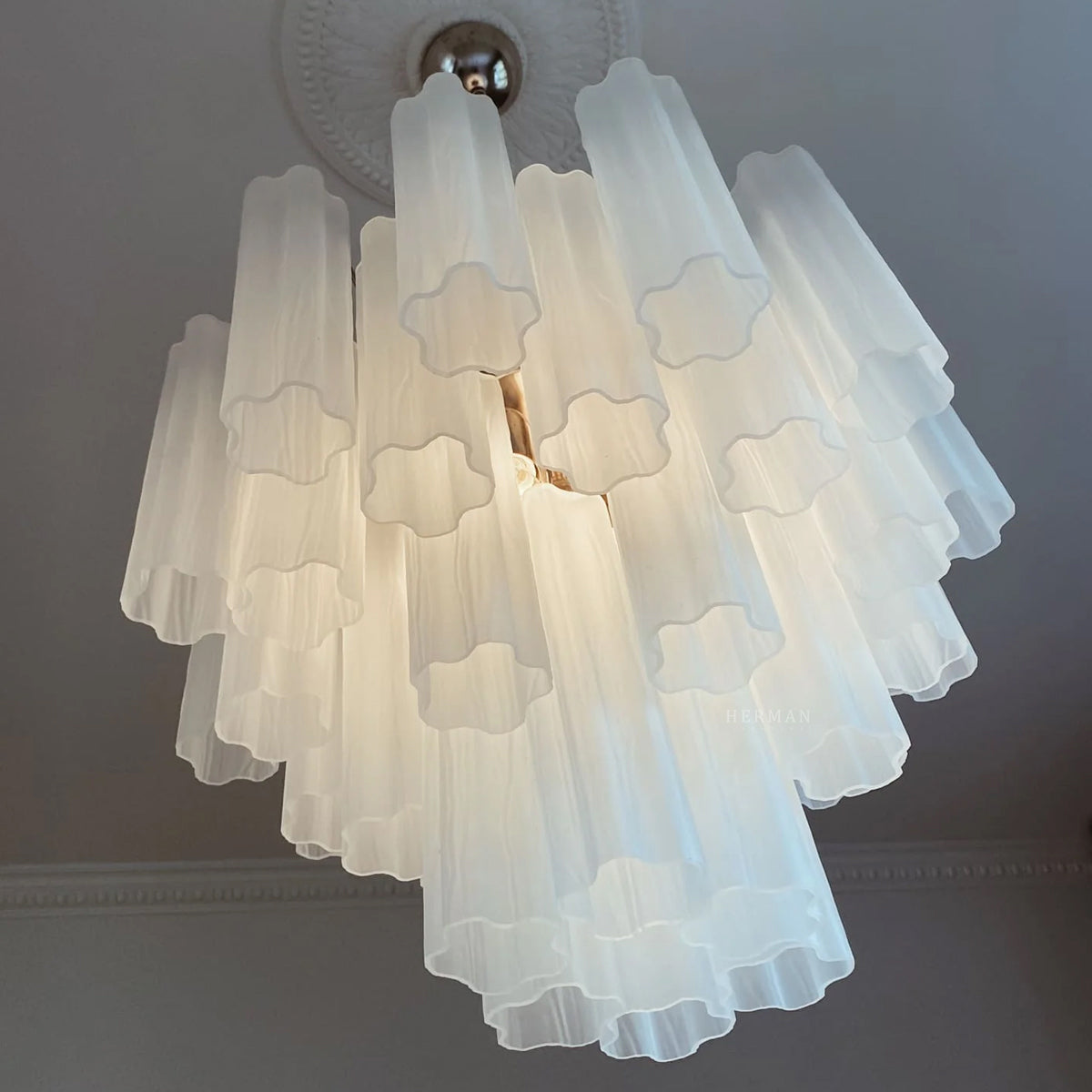 Murano Chandelier – 36 tubes – Matte white