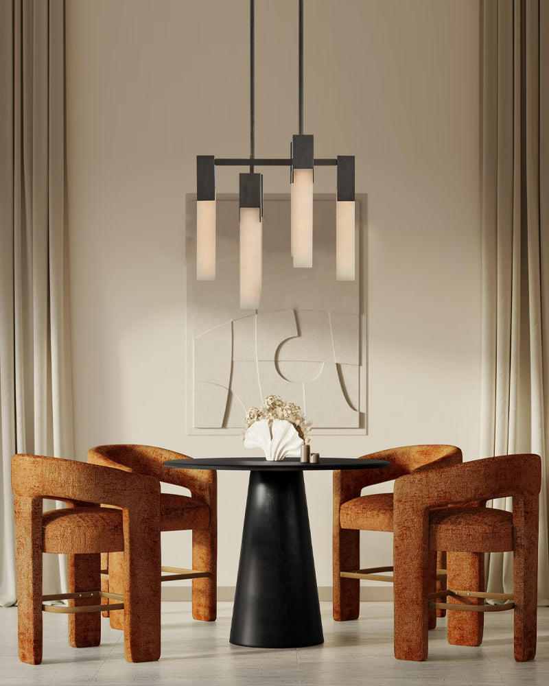 8 Lights Organic Elegance Linear Convet Alabaster Chandelier