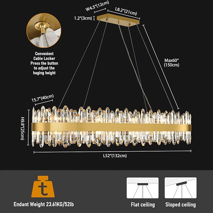 MDEGLYO Modern Crystal Linear Chandelier
