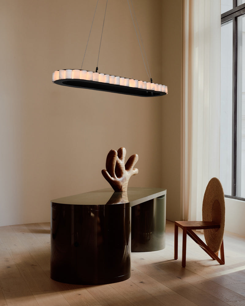 Ring Alabaster Oval Chandelier for Kitchen Island