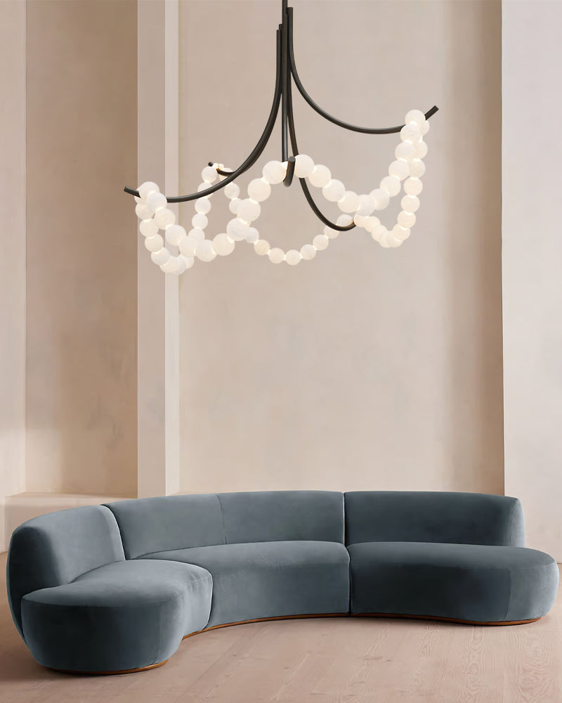 Cluster String Alabaster Beads Semi Flush Chandelier