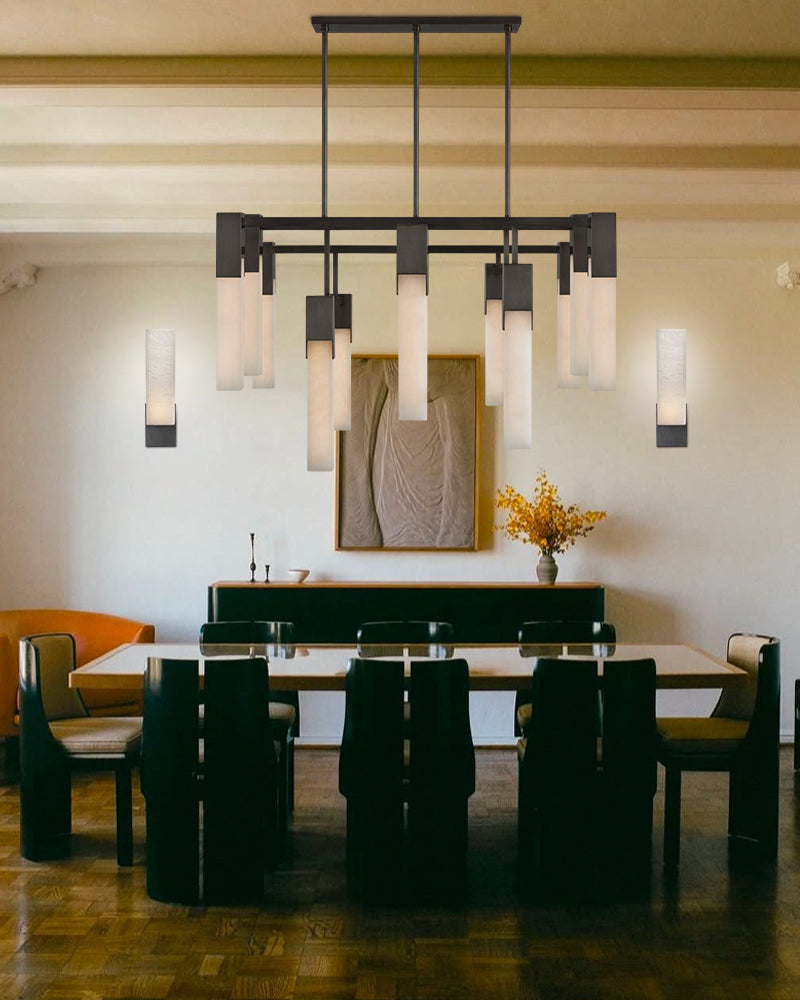 8 Lights Organic Elegance Linear Convet Alabaster Chandelier